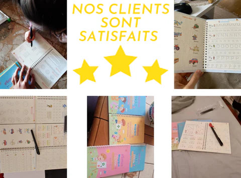 4 Cahiers Magiques 3D Réutilisables + 10 Stylos – Disponible en Français, Anglais et Arabe