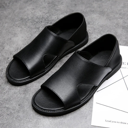 SANDALES EN CUIR NOIR 2025